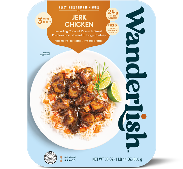 Photo of Wanderlish Jerk Chicken product package (front)